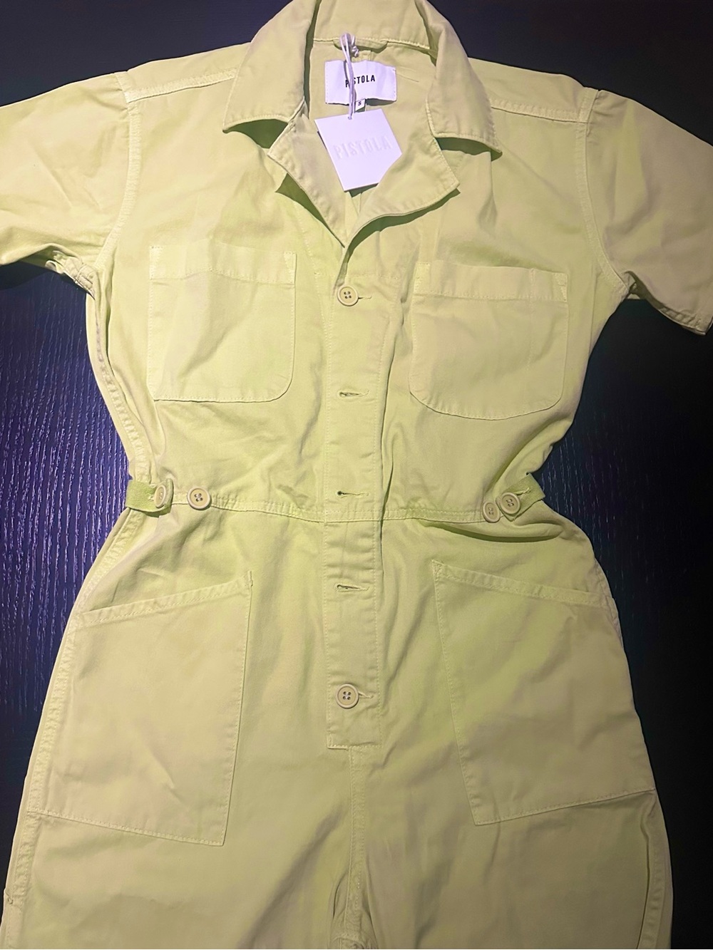 pistola Lime Short-Sleeve Utility Jumpsuit - Picture 5 of 6